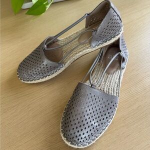Eileen Fisher Metallic Taupe Perforated Espadrille Flats